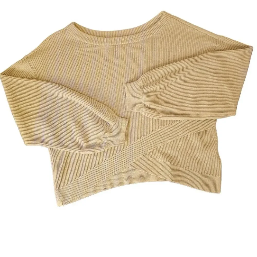 ​Lululemon Reversible Crossover Ribbed Sweater - Size 12‎ - Bone/Light Beige - Picture 3 of 12